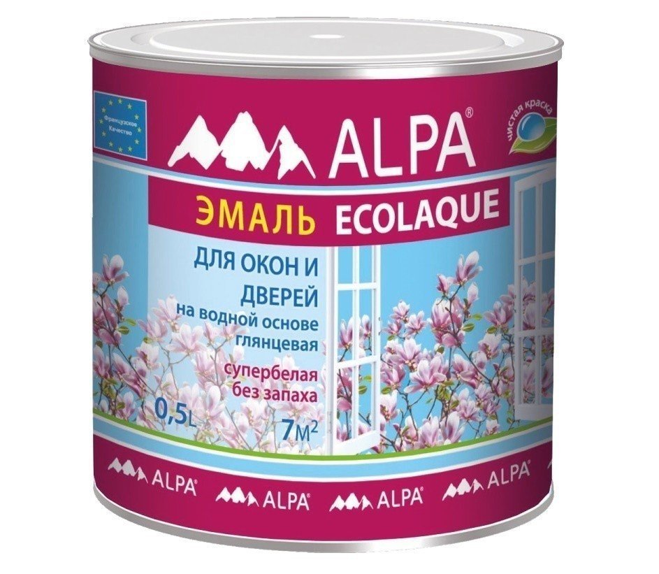 Alpa эмаль ecolaque полуматовая белая