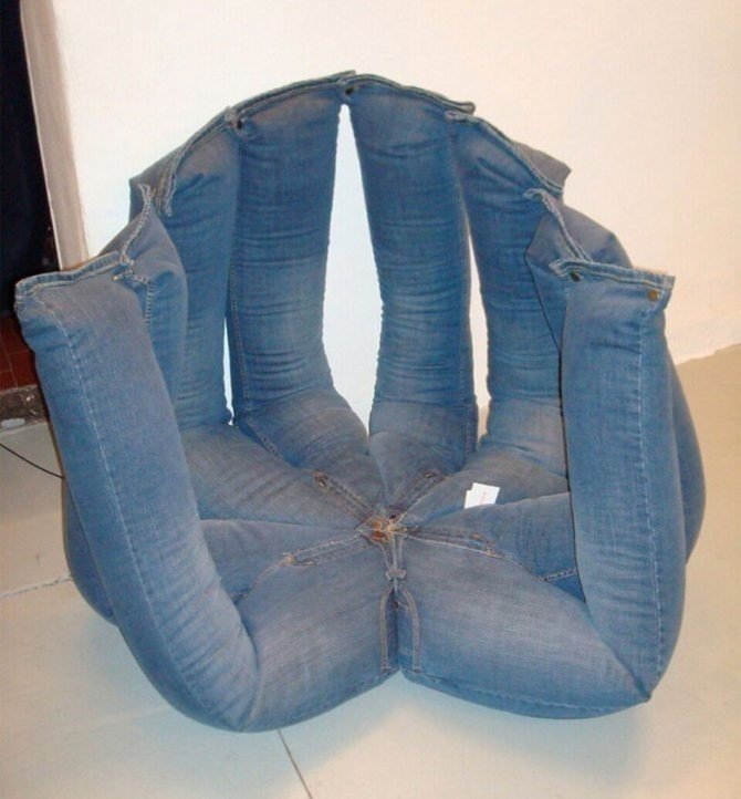 Кресло мешок из джинсов