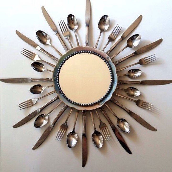 Зеркало солнышко с ложками своими руками