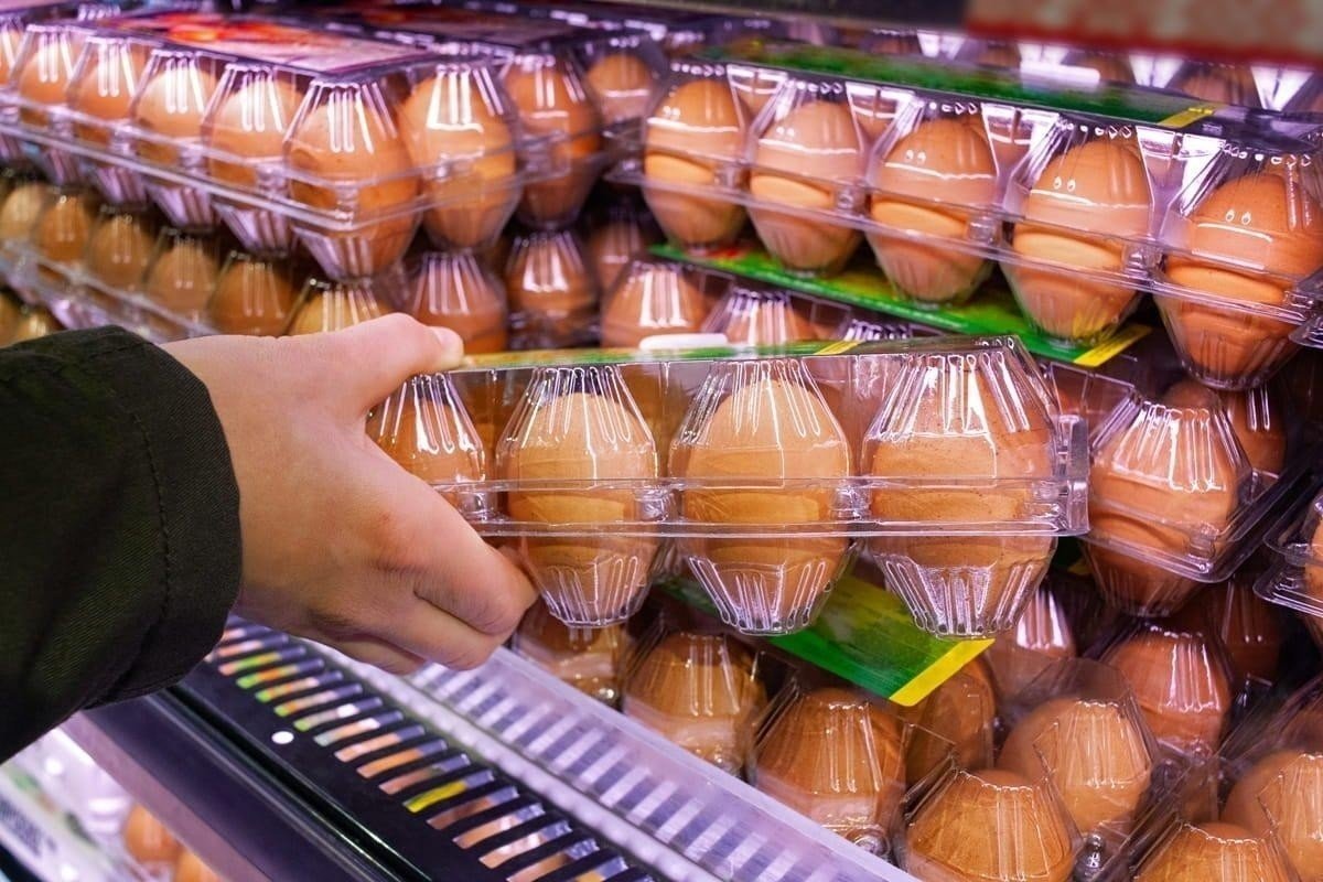 Яйца на прилавке магазина