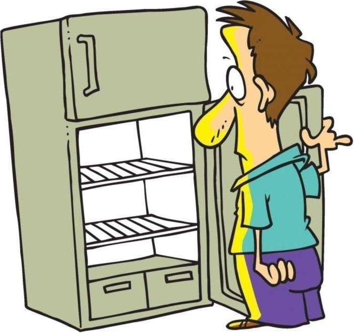 Мультяшный холодильник с открытой дверцей