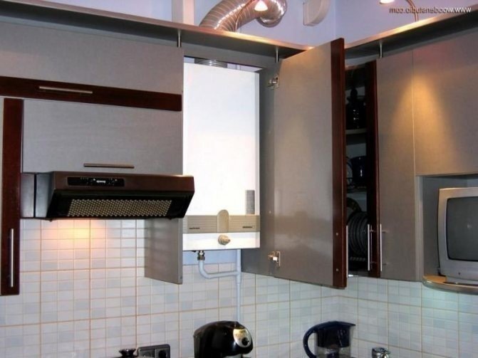 Дизайн кухни с газовым котлом на стене