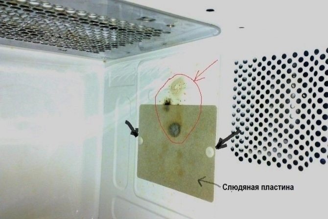 Микроволновая печь прогорела слюдяная пластина