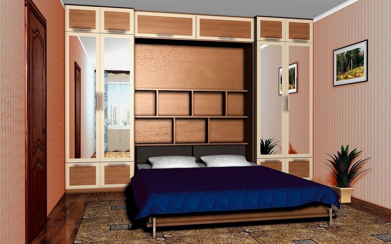 Встроенная кровать в шкаф в спальню