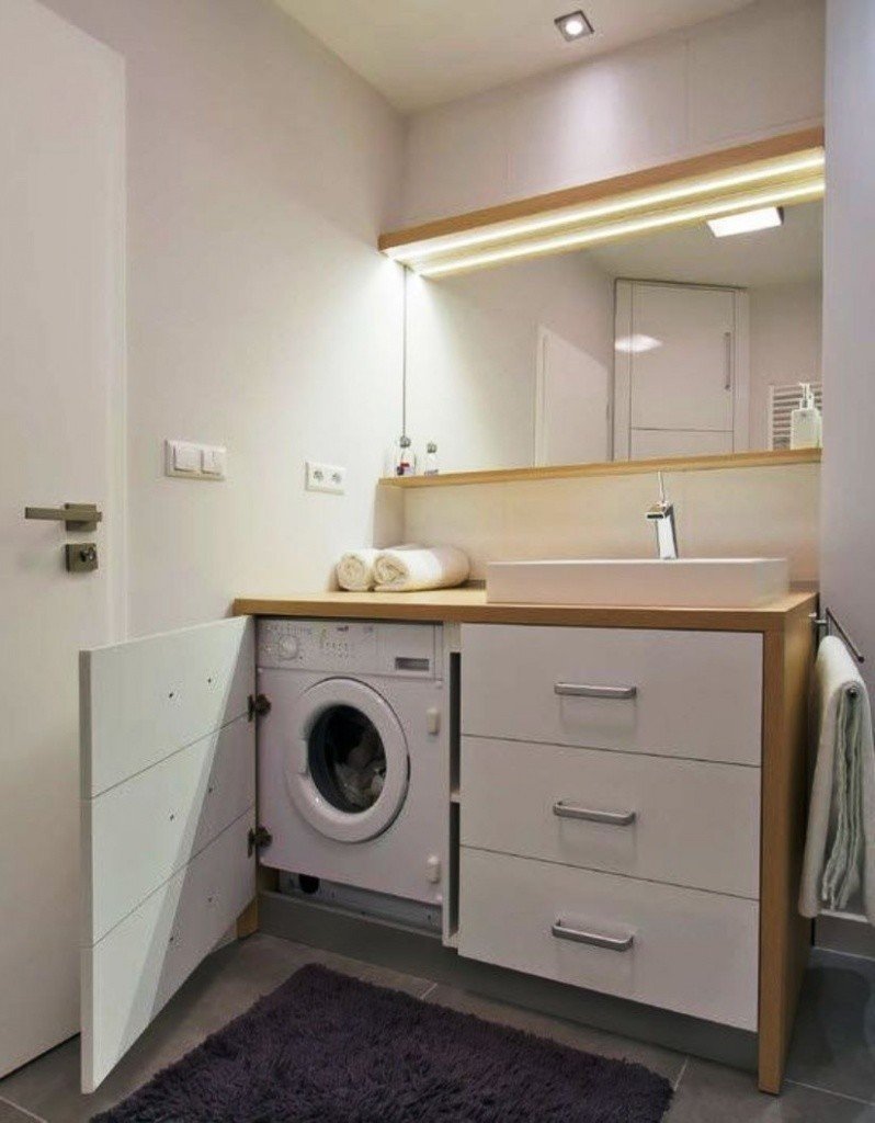 Встроенная стиральная машина в ванной
