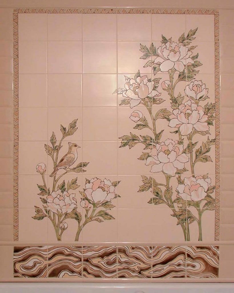 Роспись керамической плитки в ванной
