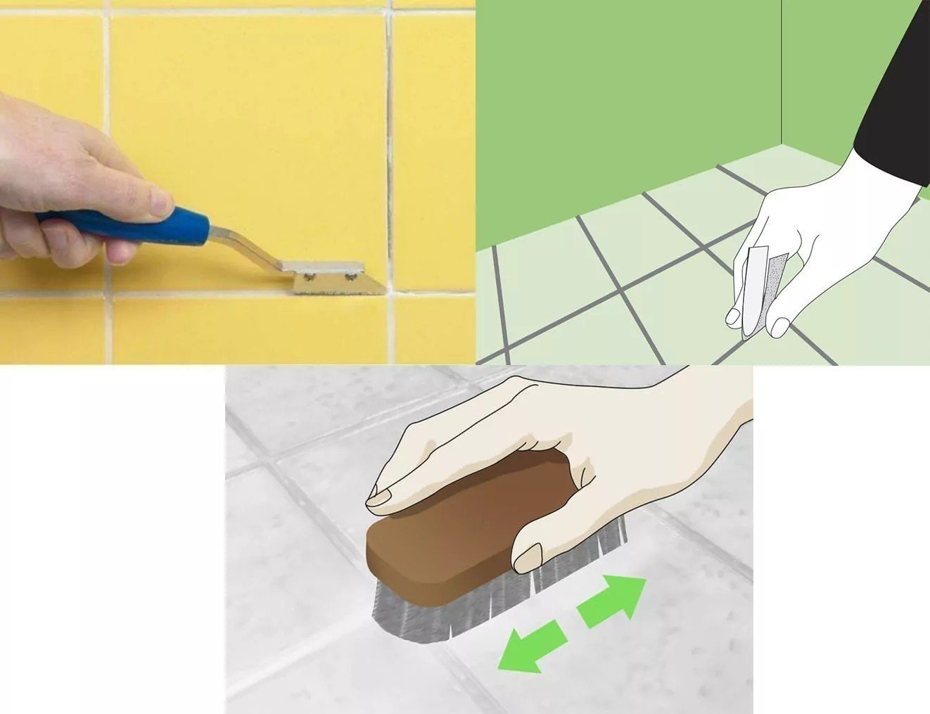 Щетка для чистки затирки швов плитки в ванной