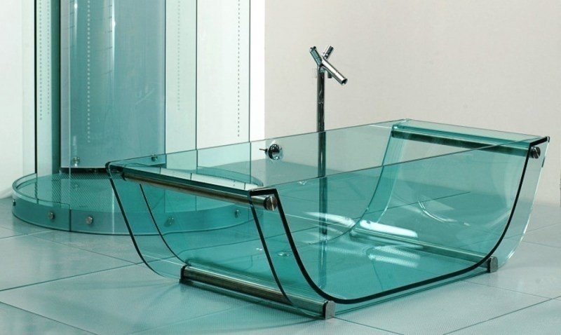 Стеклянная ванна прозрачная из стекла